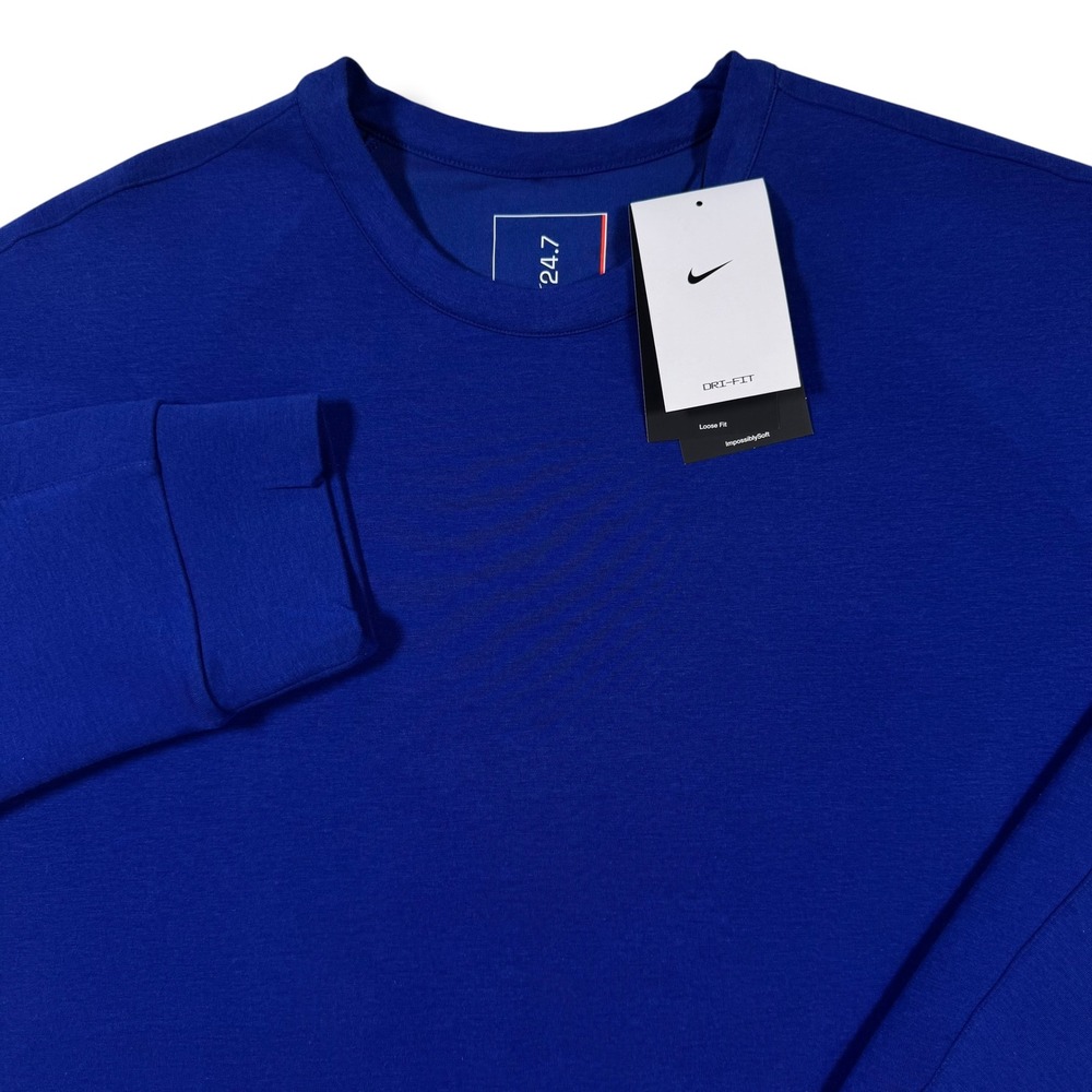 Nike 24.7 Dri-FIT Impossibly Soft Loose Fit Crewneck Sweatshirt Men's Large Blue